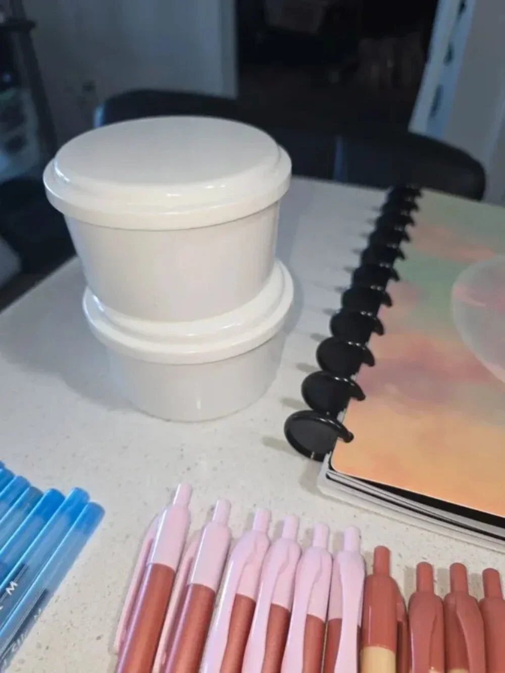 Office supplies and ruler and calculator on next photo